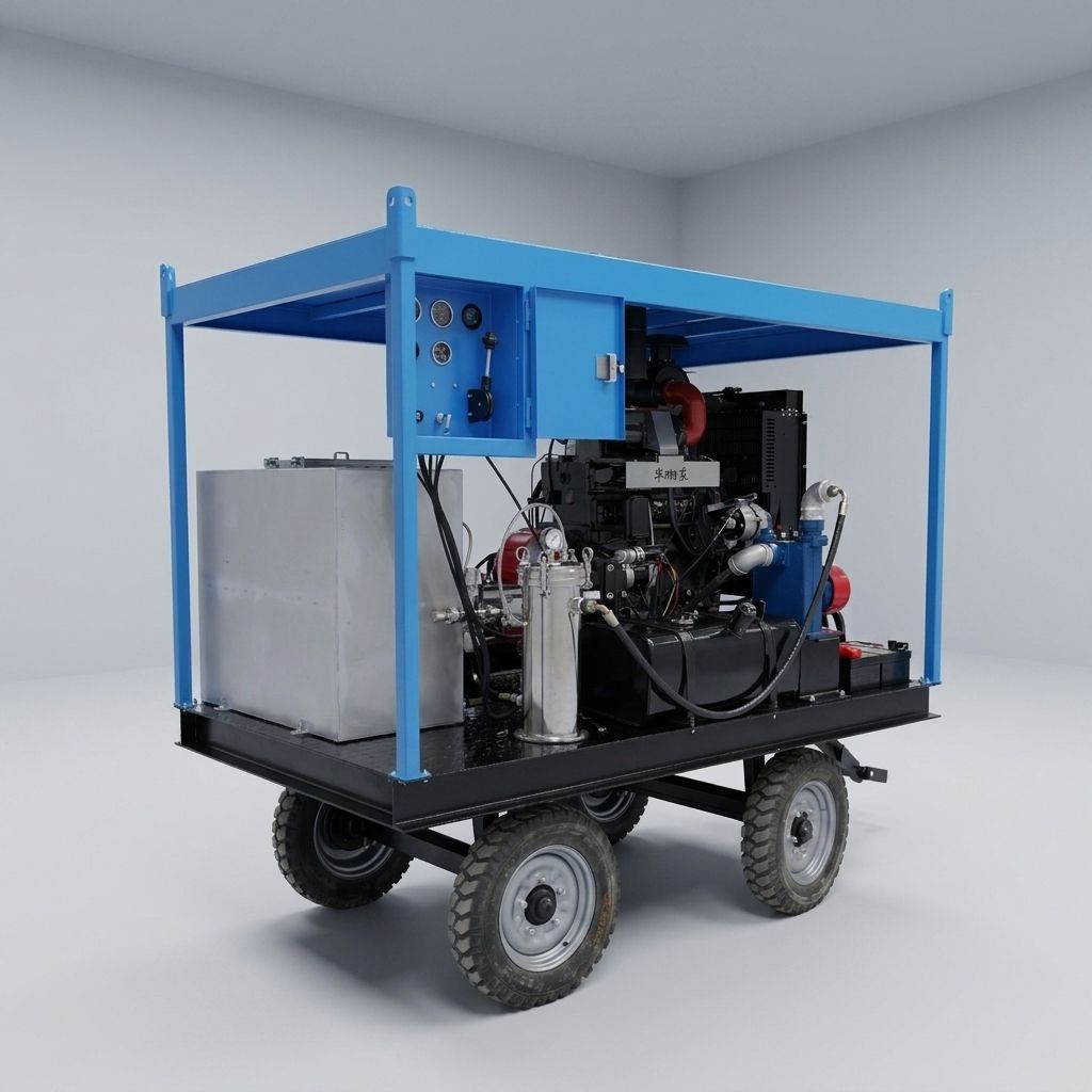 新型超高压1000bar 15000PSI柴油重型高压水射流机20L/min船用清洁船体油漆清洗机-2