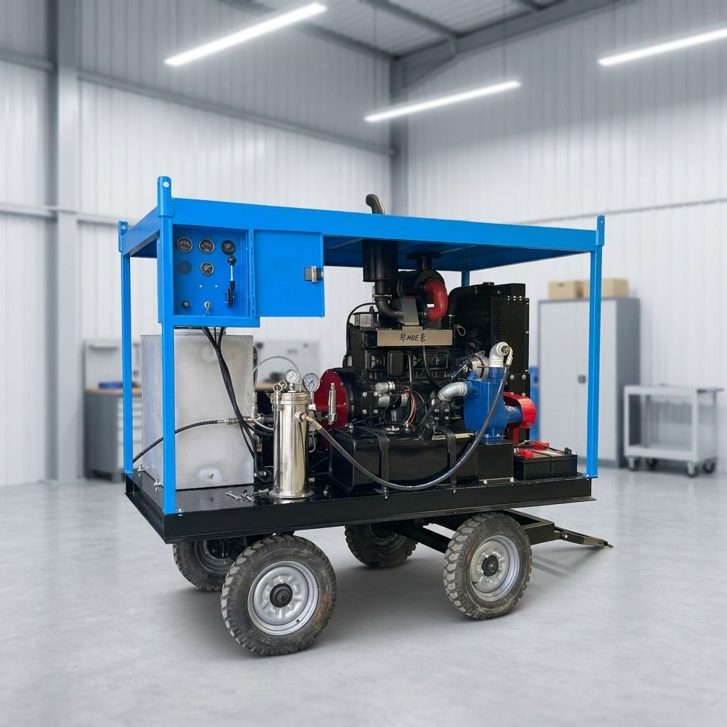 新型超高压1000bar 15000PSI柴油重型高压水射流机20L/min船用清洁船体油漆清洗机-4