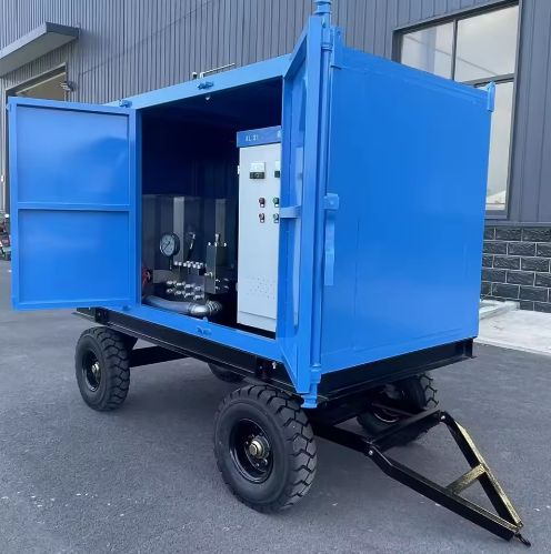 新型工业大型洗地机 55KW 500Bar 电动高压水射流清洗机,用于船厂除锈-4