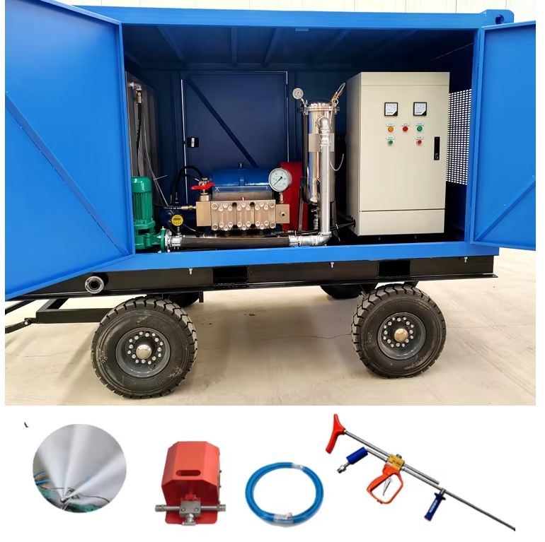 新型 500 巴/7250 磅/平方英寸商用路面清洁机 55 千瓦重型三缸泵高压清洗机车道混凝土墙切割机-6