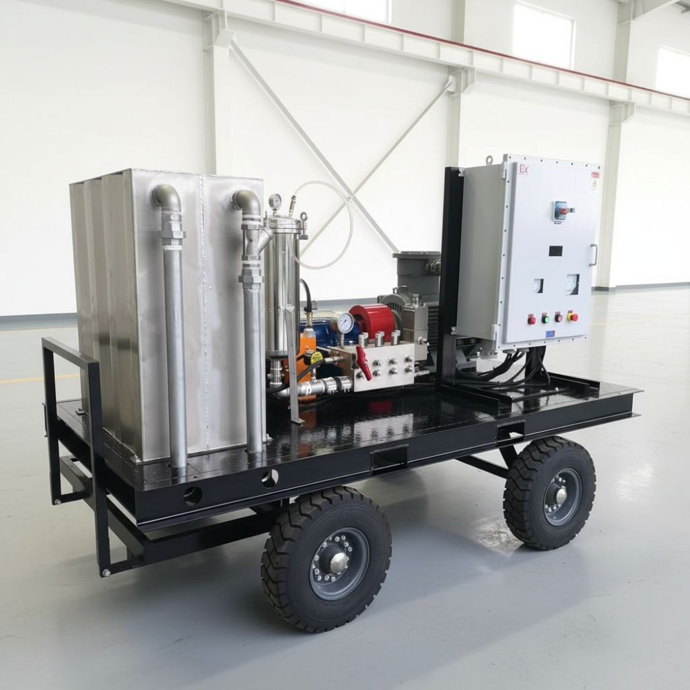 新型 1000bar 重型不锈钢防爆高压三缸泵 120HP 水力喷射清洁机-1