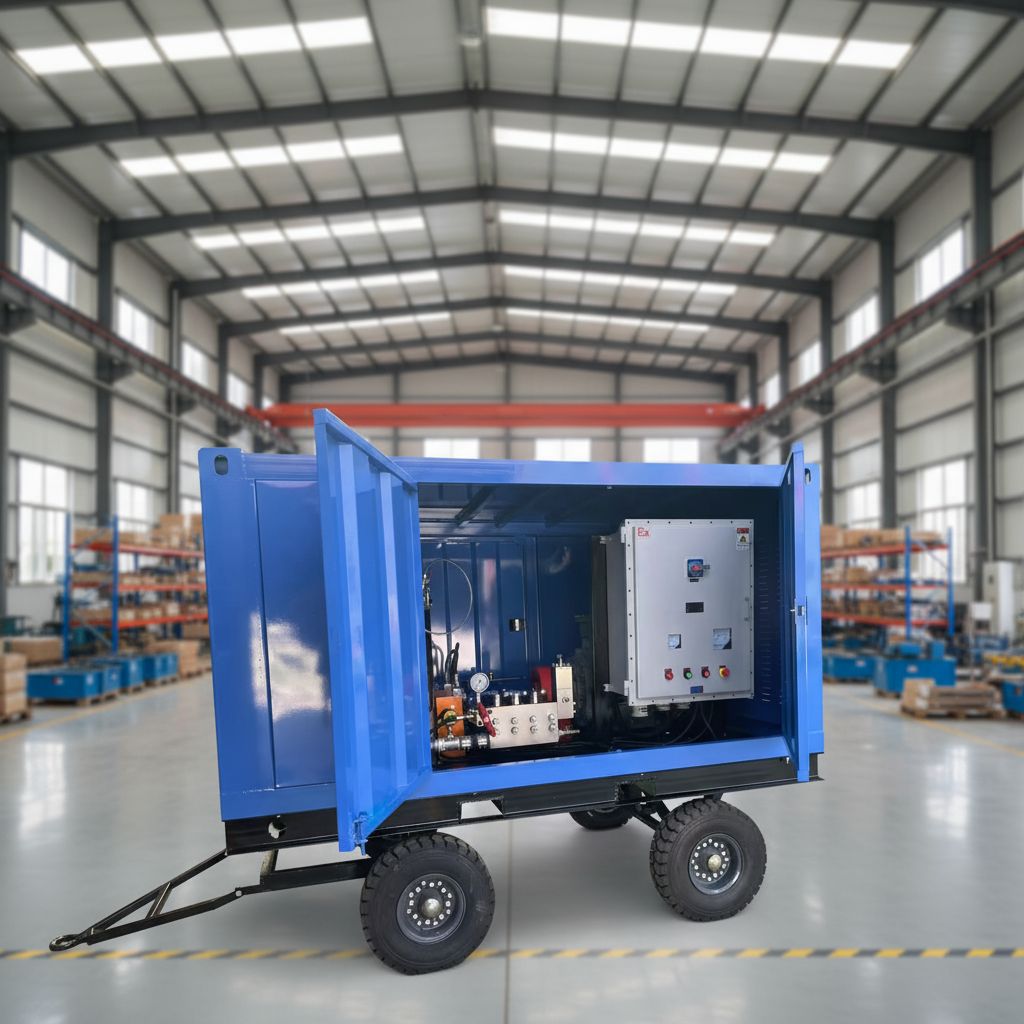 新型 1000bar 重型不锈钢防爆高压三缸泵 120HP 水力喷射清洁机-2